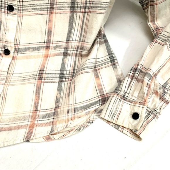 Care Bears Graphic Bleached Plaid Button Front Long Sleeve Flannel Shirt- XS - Picture 8 of 11